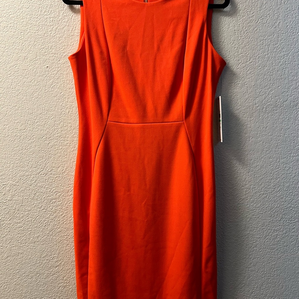 Calvin Klein Orange Sheath Midi Dress